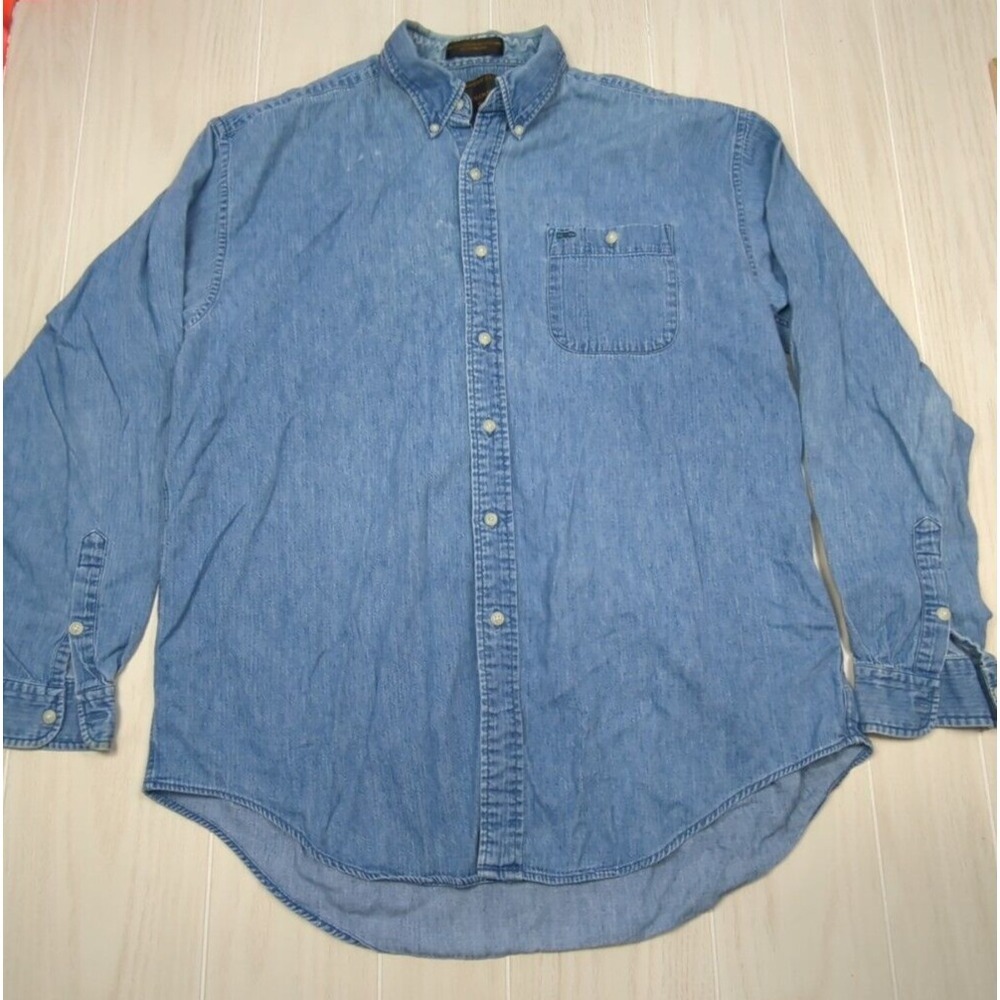 Alexander Julian XL men's blue jean button front shirt SPOTS READ‎ vintage